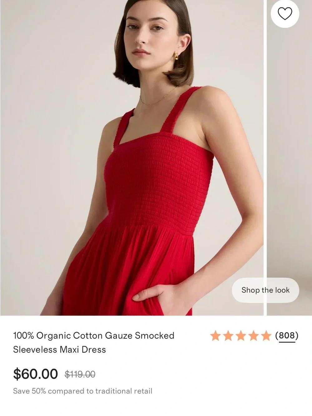 Quince Red Smocked Sleeveless Tiered Maxi Dress - Picture 2 of 7